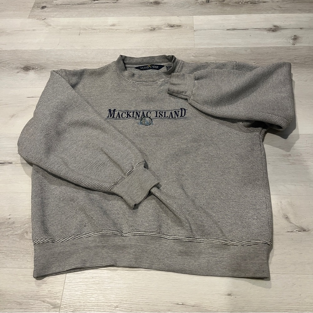 embroidered striped crewneck sweatshirt
